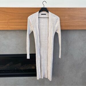 Peruvian Connection Long Ribbed Beige Cardigan, Size S